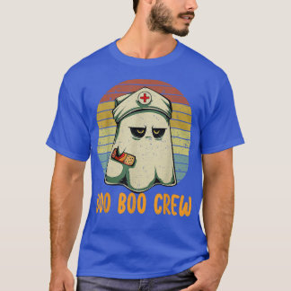 Boo Crew Nurse Retro Ghost Women Funny Hallowe T-Shirt