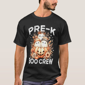 Boo Crew Pre K Teacher Halloween Ghost Wildflower T-Shirt
