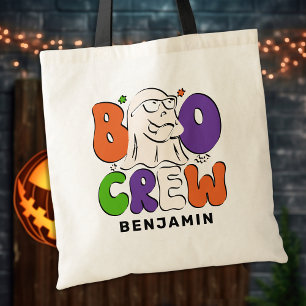 BOO Crew Retro Colourful Personalized Halloween Tote Bag