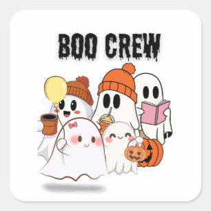 Boo Crew Shirt Cute Ghost Squad Halloween Square Sticker