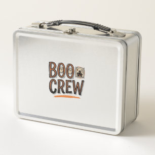 Boo Crew Vintage Halloween Engraving Shirt Design_ Metal Lunch Box