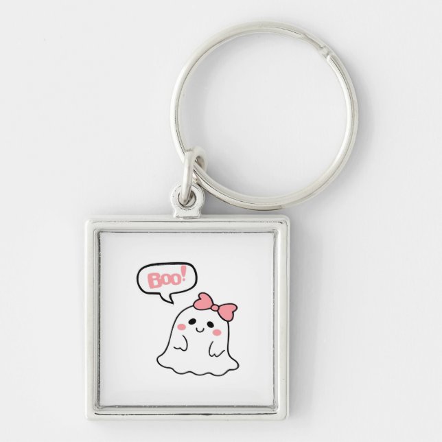 Boo! Cute Boo Minimal Clean Keychain (Front)