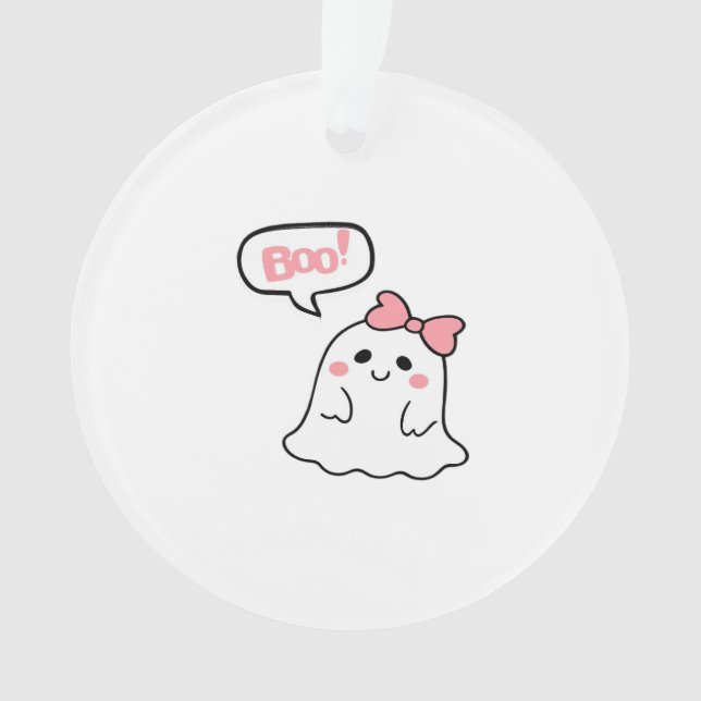Boo! Cute Boo Minimal Clean Ornament (Front)
