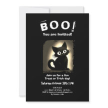 Boo Cute Chat noir Halloween Fête Invitation