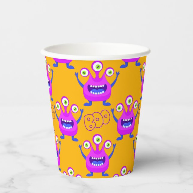 Boo Cute Funny Spooky Monster Paper Cups (Front)