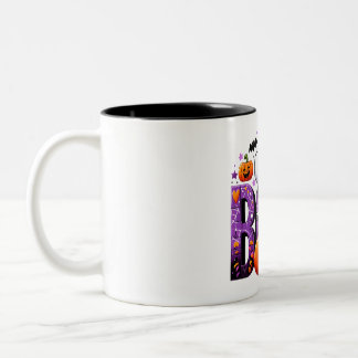 Boo Cute Ghost Halloween Design Two-Tone Coffee Mug