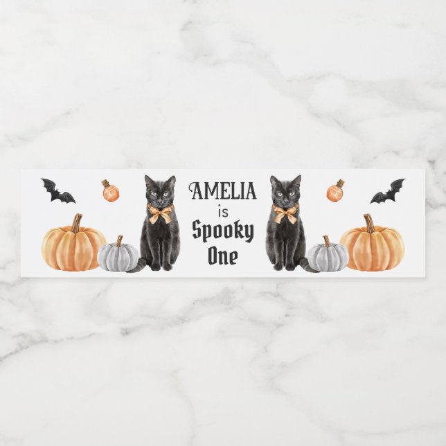 Boo Cute Ghost Halloween Party Water Bottle Label (Single Label)