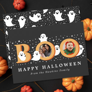 Boo Cute Ghost Halloween Photo Card