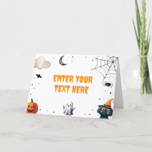 Boo Cute Halloween Ghost Food Label Birthday Party Thank You Card