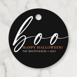 Boo Cute Happy Halloween Black Favour Tags
