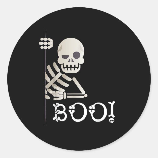 Boo! Cute Hiding Peekaboo Scary Kids Halloween Ske Classic Round Sticker (Front)