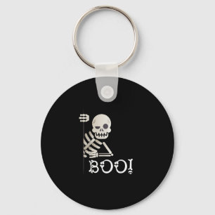 Boo! Cute Hiding Peekaboo Scary Kids Halloween Ske Keychain