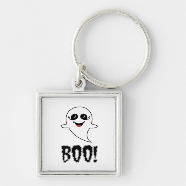 Boo! Cute Little Halloween By Lucas Retro Classic Keychain (Front)