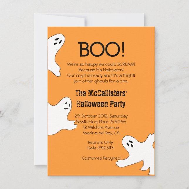 BOO! Cute Not Scary Halloween Party Invites (Front)