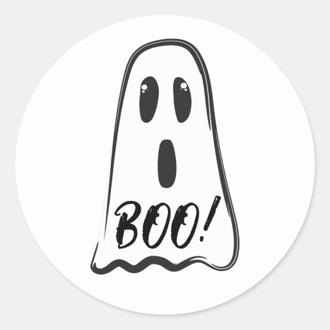 BOO! Cute Spooky Ghost Halloween Costume Party Classic Round Sticker (Front)