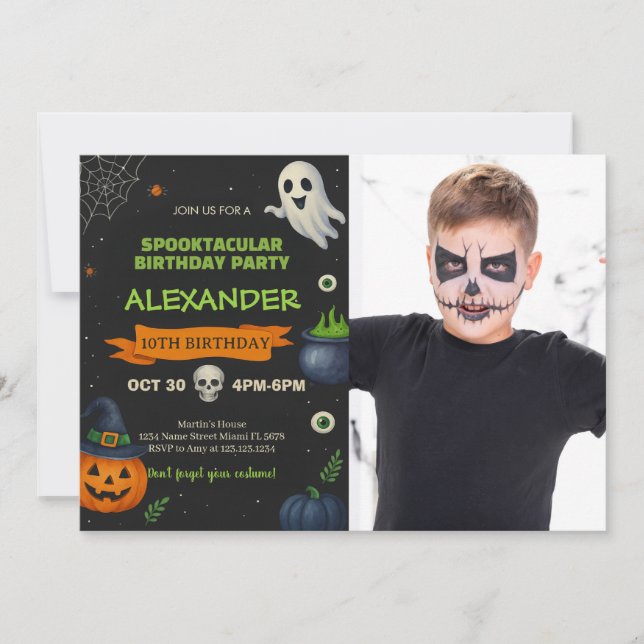 Boo-Day Bash | Spooky Cute Party Card (Front)