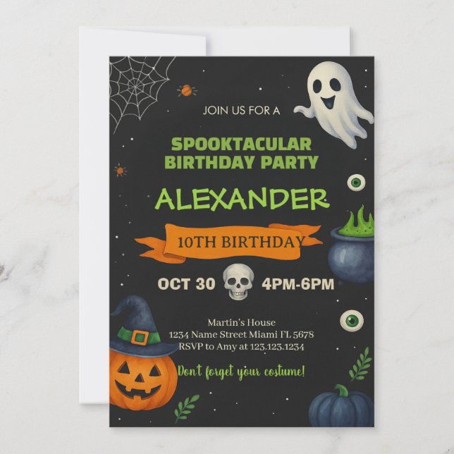 Boo-Day Bash | Spooky Cute Party Card (Front)