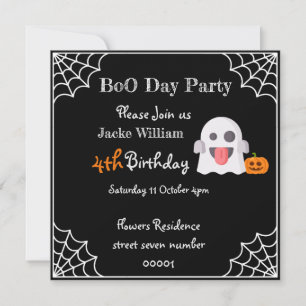 BOO DAY PARTY Kids Birthday card invitation