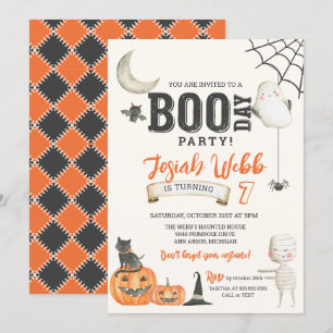 BOO-DAY Party Spooky Kids Halloween Birthday  Invitation