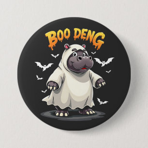 Boo Deng Ghost Baby Pygmy Hippo Moo Deng Halloween 3 Inch Round Button