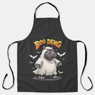 Boo Deng Ghost Baby Pygmy Hippo Moo Deng Halloween Apron