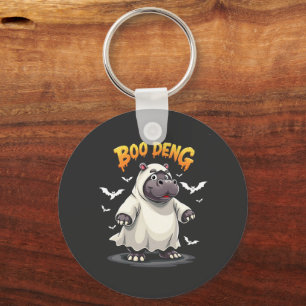 Boo Deng Ghost Baby Pygmy Hippo Moo Deng Halloween Keychain