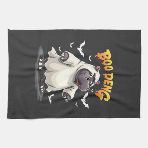 Boo Deng Ghost Baby Pygmy Hippo Moo Deng Halloween Kitchen Towel