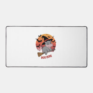 Boo Deng Hippo Halloween Moo Deng Baby Hippo Long Desk Mat