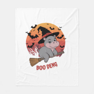 Boo Deng Hippo Halloween Moo Deng Baby Hippo Long Fleece Blanket