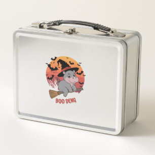 Boo Deng Hippo Halloween Moo Deng Baby Hippo Long Metal Lunch Box