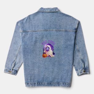 Boo Deng Moo Deng Cute Baby Pygmy Hippo Halloween Denim Jacket