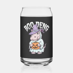Boo deng Spooky Halloween Moo Deng Baby Hippo Can Glass