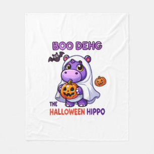 Boo Deng The Halloween Hippo Cute Bouncy Pig Costu Fleece Blanket