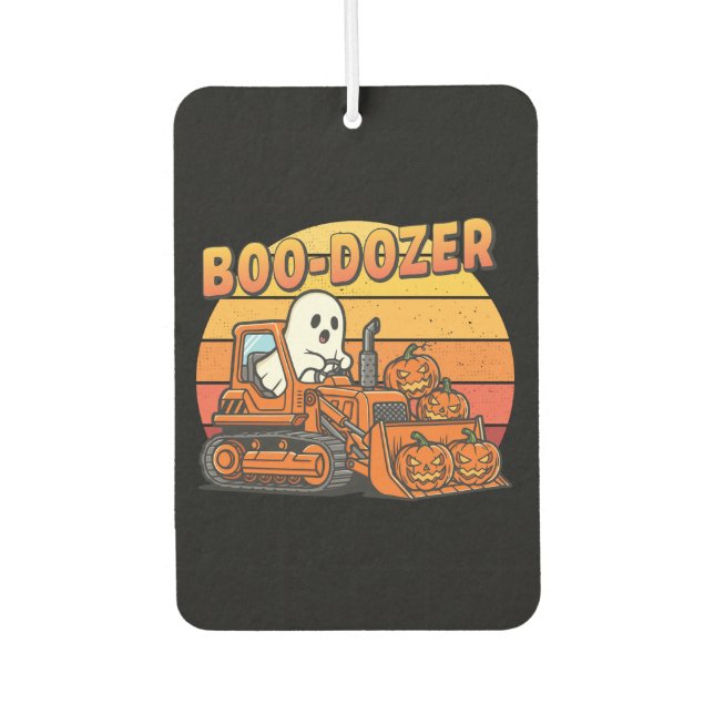 Boo Dozer Ghost Funny Halloween Air Freshener (Front)