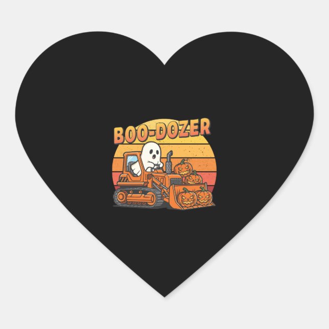 Boo Dozer Ghost Funny Halloween Heart Sticker (Front)