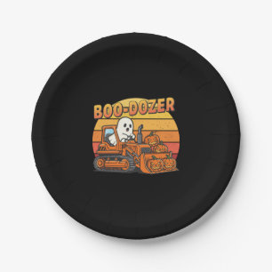 Boo Dozer Ghost Funny Halloween Paper Plate