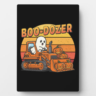Boo Dozer Ghost Funny Halloween Plaque