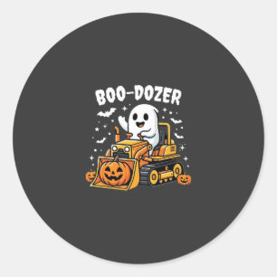 Boo Dozer Halloween Ghost Bulldozer_1 Classic Round Sticker
