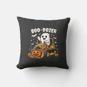Boo Dozer Halloween Ghost Bulldozer_1 Throw Pillow