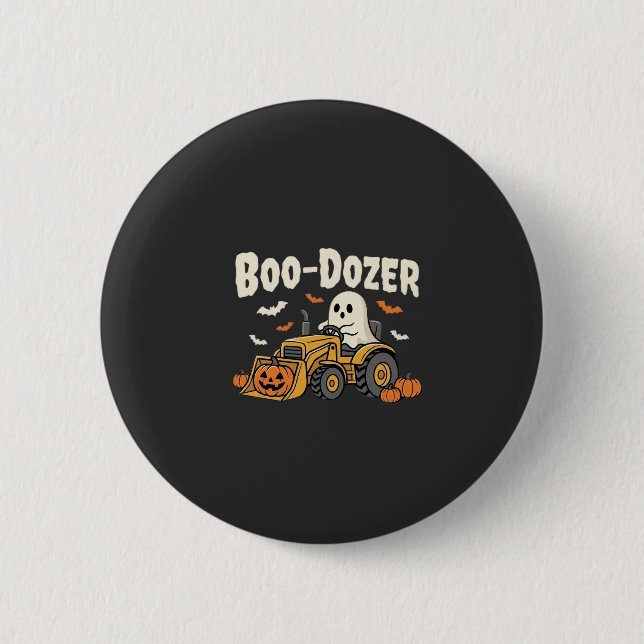Boo-Dozer Halloween Ghost Bulldozer Design_1 2 Inch Round Button (Front)