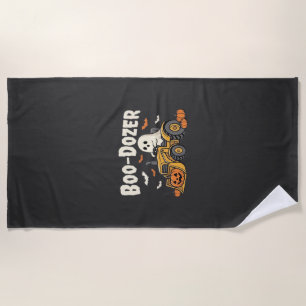 Boo-Dozer Halloween Ghost Bulldozer Design_1 Beach Towel