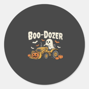 Boo-Dozer Halloween Ghost Bulldozer Design_1 Classic Round Sticker