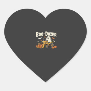 Boo-Dozer Halloween Ghost Bulldozer Design_1 Heart Sticker