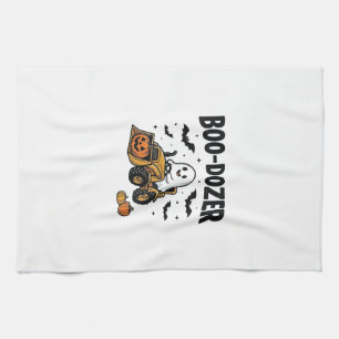 Boo-Dozer Halloween Ghost Bulldozer Design_1 Kitchen Towel
