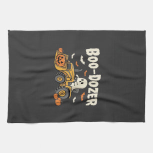 Boo-Dozer Halloween Ghost Bulldozer Design_1 Kitchen Towel