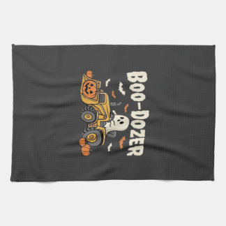 Boo-Dozer Halloween Ghost Bulldozer Design_1 Kitchen Towel