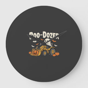 Boo-Dozer Halloween Ghost Bulldozer Design_1 Large Clock