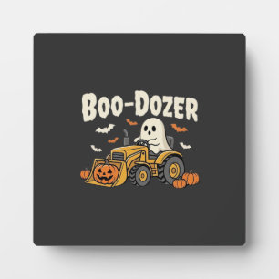 Boo-Dozer Halloween Ghost Bulldozer Design_1 Plaque