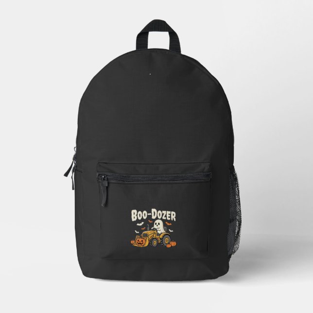 Boo-Dozer Halloween Ghost Bulldozer Design_1 Printed Backpack (Front)