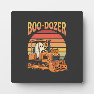 Boo-Dozer Halloween Ghost Pumpkin Bulldozer Plaque